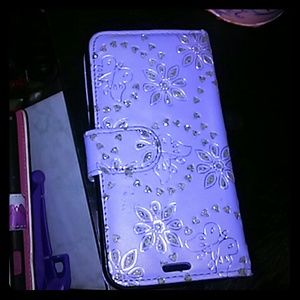 Purple with silver flowers cell phone case samsung